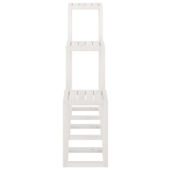 Set Suport Plante Lemn Masiv - 3 Piese Alb - Comandă Acum