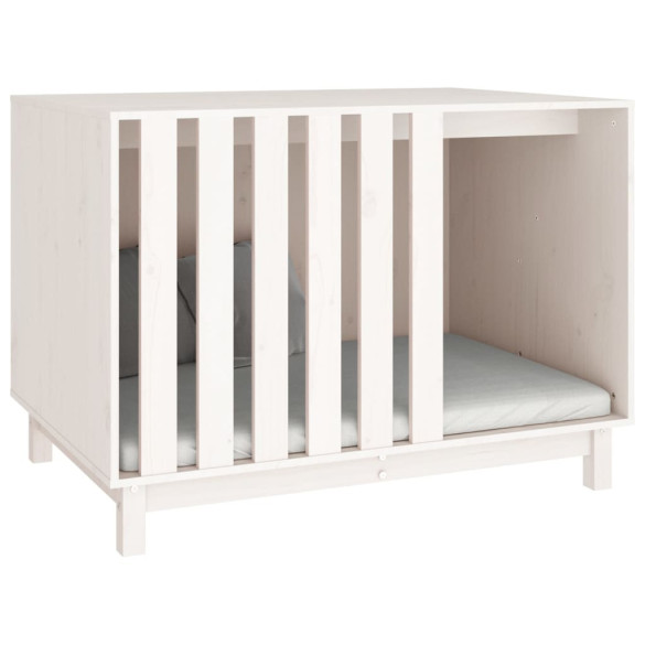 Casă pentru Câini din Lemn Masiv de Pin - Alb - 100x70x72 cm
