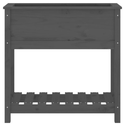 Jardinieră cu Raft din Lemn Masiv de Pin - Gri