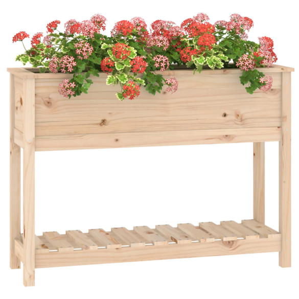 Jardinieră cu Raft din Lemn Masiv de Pin - 111,5x34,5x81 cm