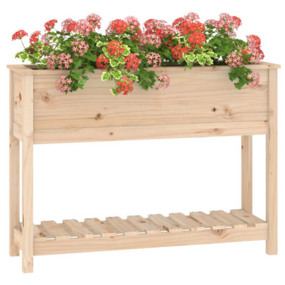 Jardinieră cu Raft din Lemn Masiv de Pin - 111,5x34,5x81 cm