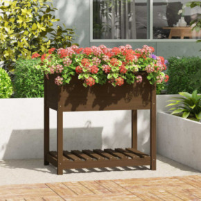 Jardinieră cu Raft Lemn Masiv Pin - 82,5x54x81 cm