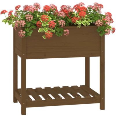 Jardinieră cu Raft Lemn Masiv Pin - 82,5x54x81 cm