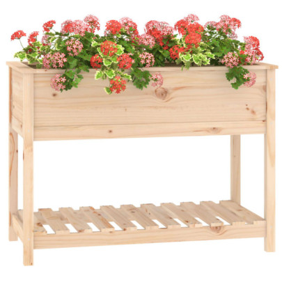 Jardinieră cu Raft din Lemn Masiv de Pin - 111,5x54x81 cm