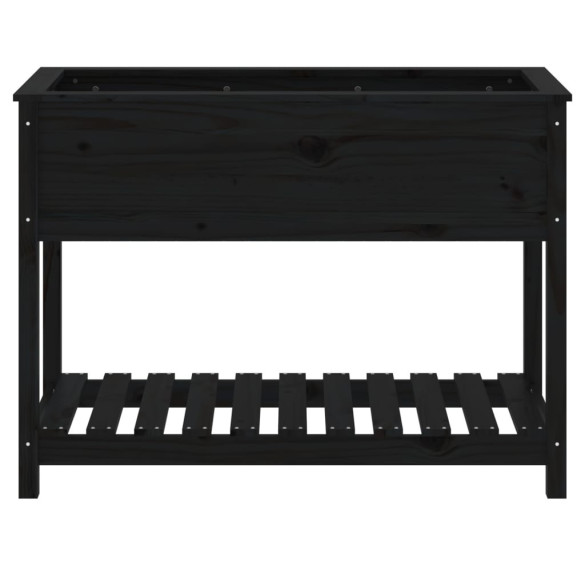 Jardinieră cu Raft din Lemn Masiv de Pin - Negru | Livrare Gratuită