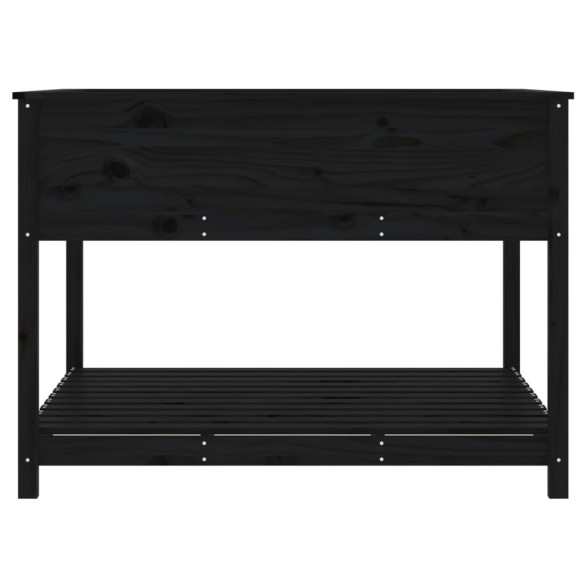 Jardinieră cu Raft din Lemn Masiv de Pin - Negru