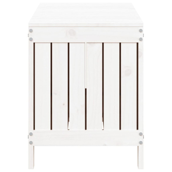 Cutie Depozitare Grădină Albă - Lemn Masiv de Pin 108x42,5x54 cm