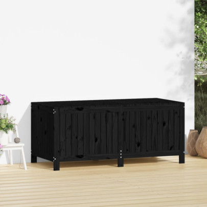 Cutie Depozitare Grădină Lemn Masiv - Negru 147x68x64 cm
