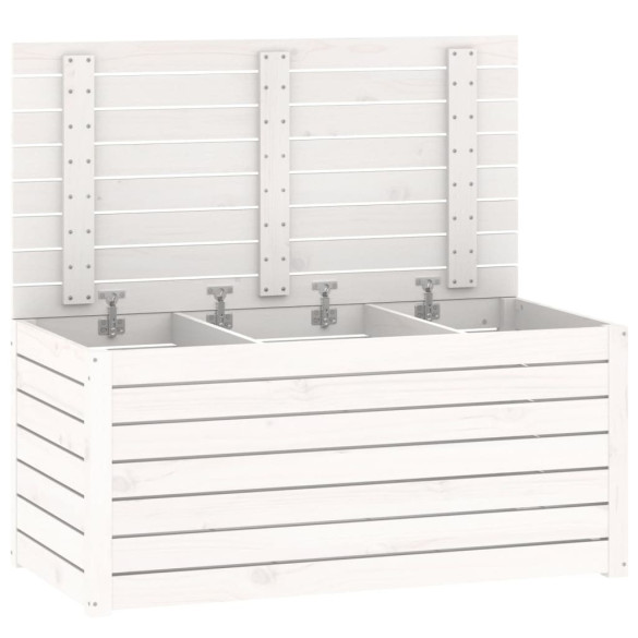 Ladă Depozitare Grădină Albă - Lemn Masiv de Pin | 101x50,5x46,5cm