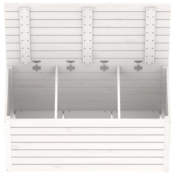 Ladă Depozitare Grădină Albă - Lemn Masiv de Pin | 101x50,5x46,5cm