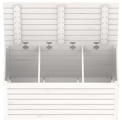 Ladă Depozitare Grădină Albă - Lemn Masiv de Pin | 101x50,5x46,5cm