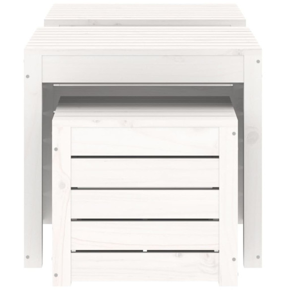 Set Cutii Grădină Alb - Lemn Masiv Pin - Depozitare Exterior