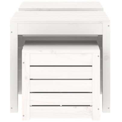 Set Cutii Grădină Alb - Lemn Masiv Pin - Depozitare Exterior