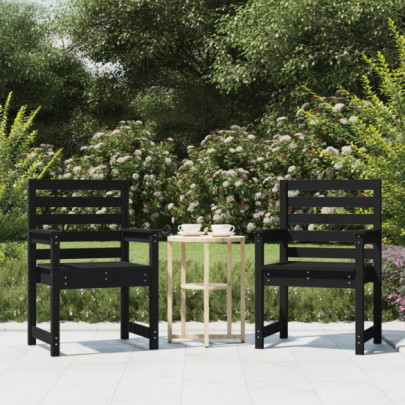 Scaune de grădină - 2 buc. - negru - 60x48x91 cm - lemn masiv pin