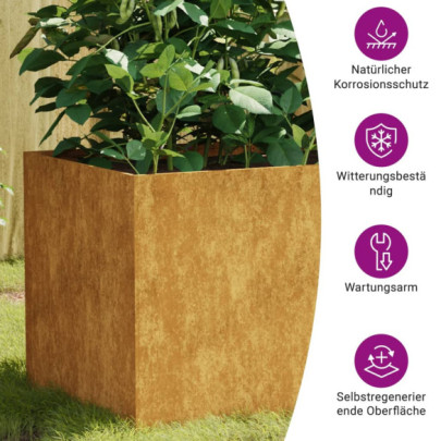 Jardinieră Oțel Corten 80x40x40 cm - Livrare Gratuită