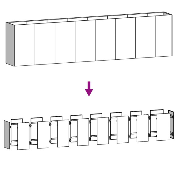 Strat Înălțat Grădină Oțel Corten 360x80 cm | Livrare Gratuită