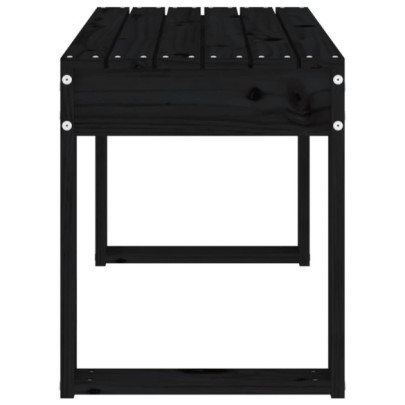Bancă Grădină Lemn Masiv Pin - Negru - 80x38x45 cm