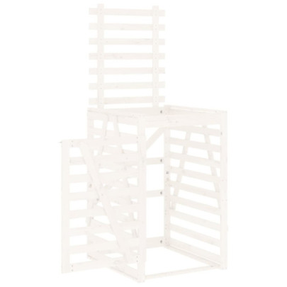 Cabinet Coș Gunoi Exterior - Alb, Lemn Pin | Livrare Gratuită