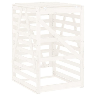 Cabinet Coș Gunoi Exterior - Alb, Lemn Pin | Livrare Gratuită