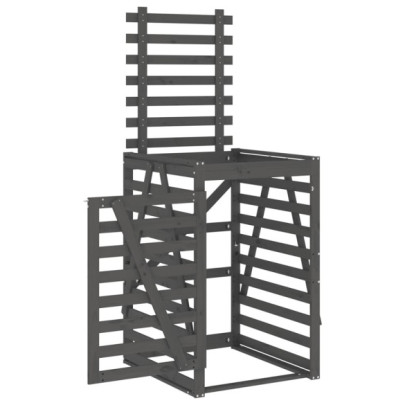 Cabinet Gunoi Grădină - Lemn Pin, Gri | Livrare Gratuită