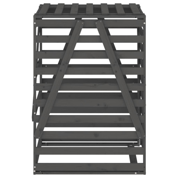 Cabinet Gunoi Grădină - Lemn Pin, Gri | Livrare Gratuită