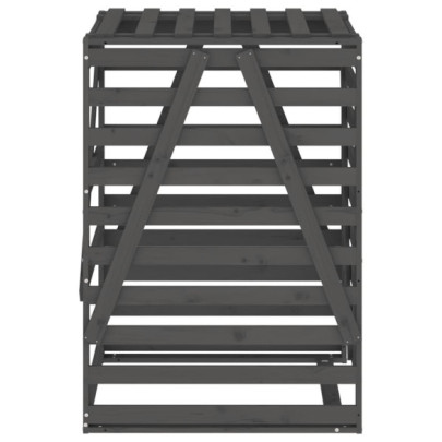 Cabinet Gunoi Grădină - Lemn Pin, Gri | Livrare Gratuită