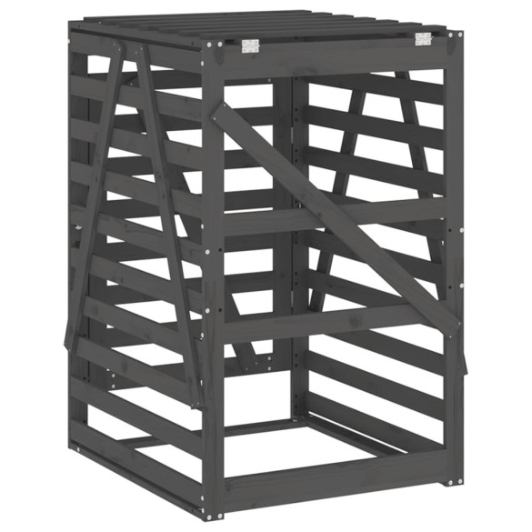 Cabinet Gunoi Grădină - Lemn Pin, Gri | Livrare Gratuită