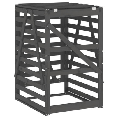 Cabinet Gunoi Grădină - Lemn Pin, Gri | Livrare Gratuită