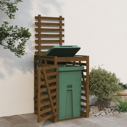 Cabinet Depozitare Gunoi Grădină - Lemn Masiv de Pin, Maro