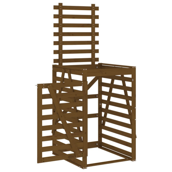 Cabinet Depozitare Gunoi Grădină - Lemn Masiv de Pin, Maro