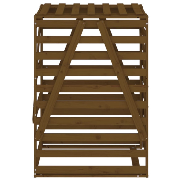 Cabinet Depozitare Gunoi Grădină - Lemn Masiv de Pin, Maro