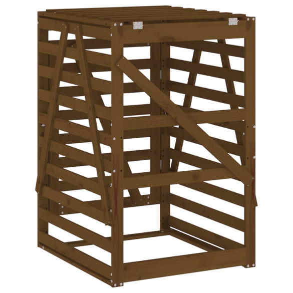 Cabinet Depozitare Gunoi Grădină - Lemn Masiv de Pin, Maro