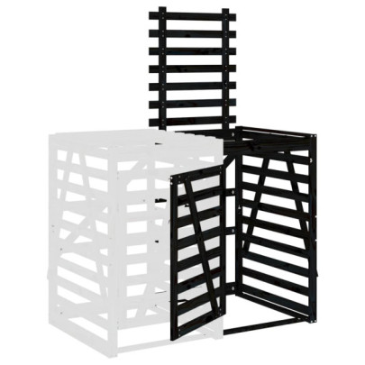Extensie Depozitare Pubelă - Lemn Masiv de Pin, Negru