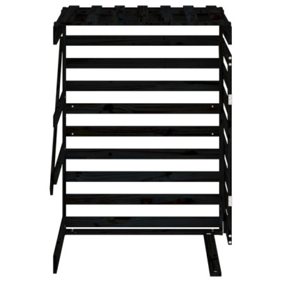 Extensie Depozitare Pubelă - Lemn Masiv de Pin, Negru