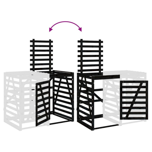 Extensie Depozitare Pubelă - Lemn Masiv de Pin, Negru