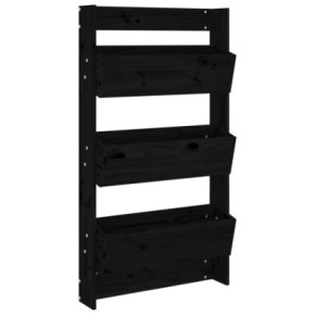 Jardinieră de perete 3 niveluri negru lemn pin 60x110cm 2