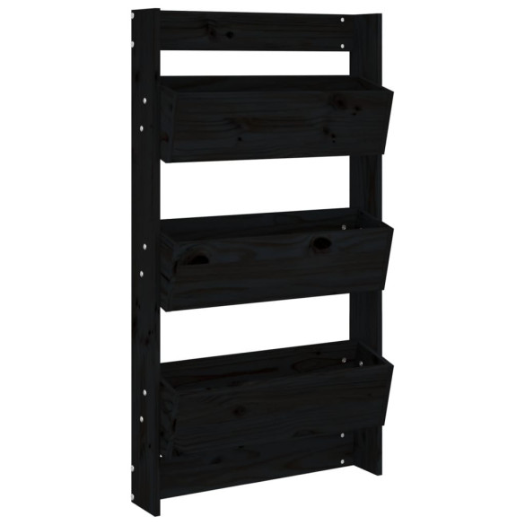 Jardinieră de perete 3 niveluri negru lemn pin 60x110cm