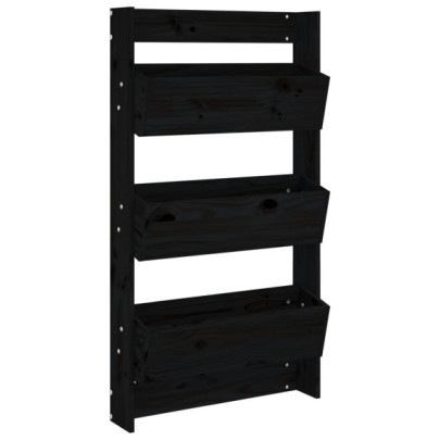 Jardinieră de perete 3 niveluri negru lemn pin 60x110cm