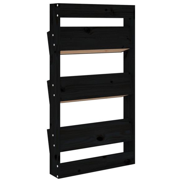 Jardinieră de perete 3 niveluri negru lemn pin 60x110cm
