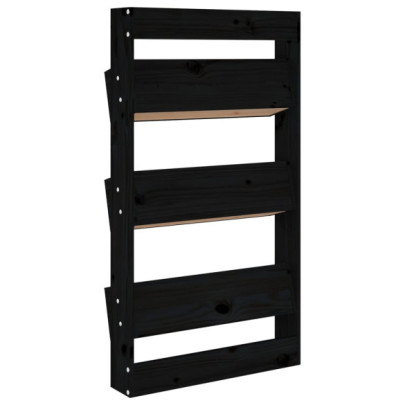 Jardinieră de perete 3 niveluri negru lemn pin 60x110cm
