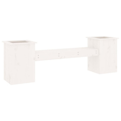 Jardinieră bancă albă din lemn masiv de pin - Livrare gratuită