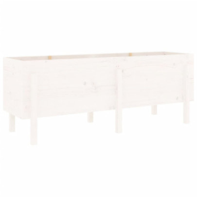 Strat Înălțat Grădină Alb - Lemn Masiv Pin | Livrare Gratuită