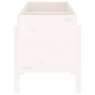 Strat Înălțat Grădină Alb - Lemn Masiv de Pin - Livrare Gratuită