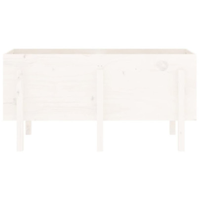 Strat Înălțat Grădină Alb - Lemn Masiv de Pin - Livrare Gratuită