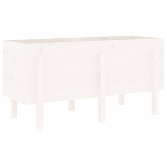 Strat Înălțat Grădină Alb - Lemn Masiv de Pin - Livrare Gratuită