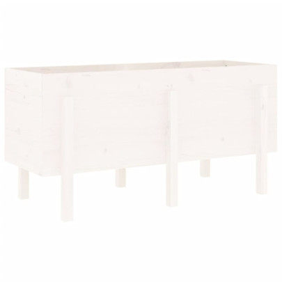 Strat Înălțat Grădină Alb - Lemn Masiv de Pin - Livrare Gratuită