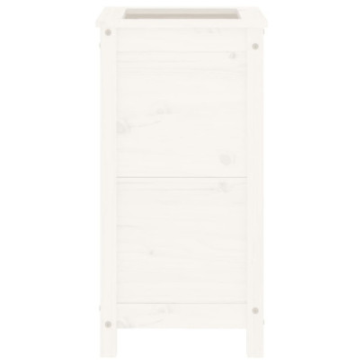 Jardinieră Grădină Albă din Lemn Masiv de Pin - 40x40x78 cm