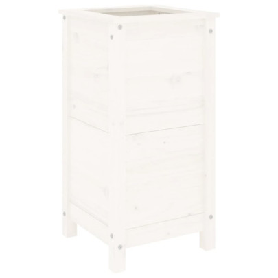 Jardinieră Grădină Albă din Lemn Masiv de Pin - 40x40x78 cm