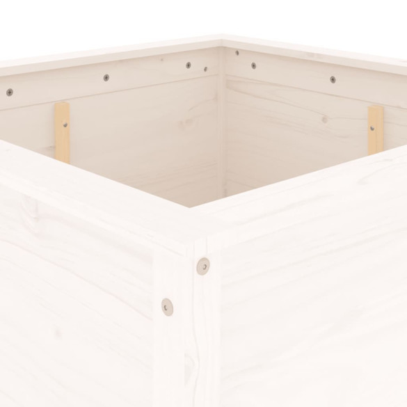 Jardinieră Grădină Albă Lemn Masiv de Pin - 82.5x82.5x78 cm