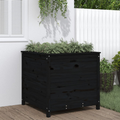 Jardinieră Grădină Lemn Masiv de Pin - Negru - 82,5x82,5x78 cm